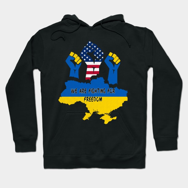 Free Ukraine, We are Fighting For Freedom, Ukrain Flag Hoodie by Global Creation